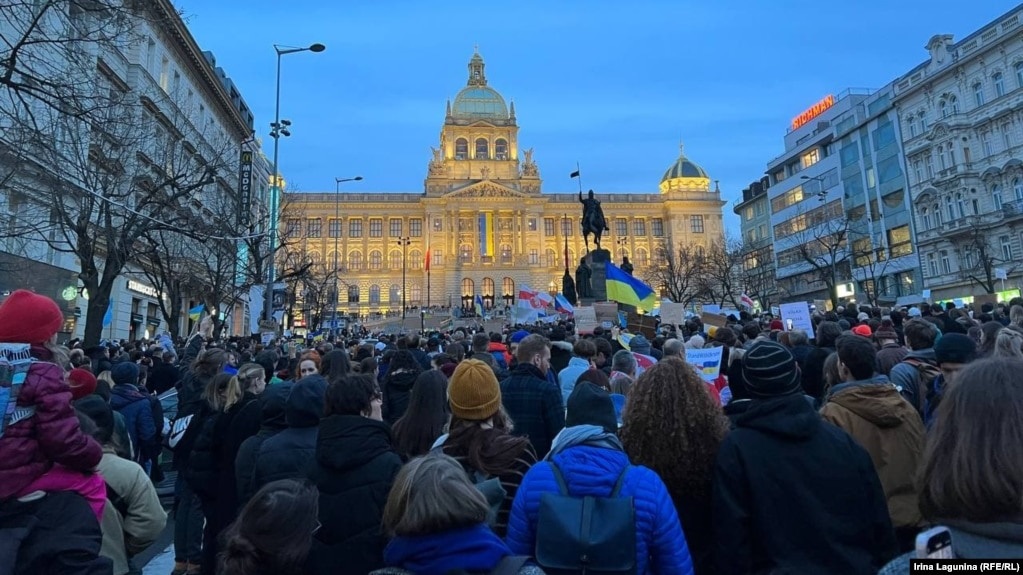 24.02.22. Акція проти війни Росії з Україною. Прага, Чехія 