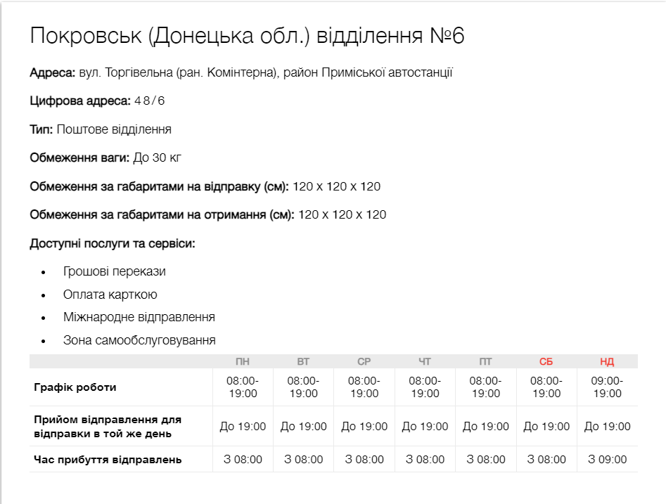 В Покровську поновило роботу відділення №6 "Нової пошти"