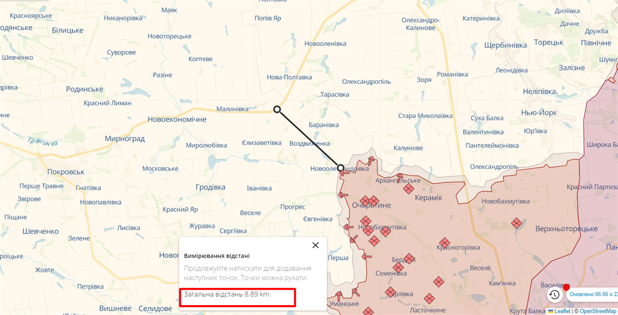 Карта бойових дій в Покровському районі станом на ранок 7 червня